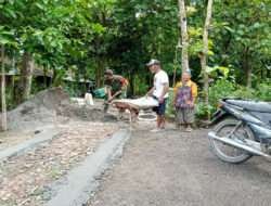 Mudahkan Aktivitas Masyarakat, Babinsa Bantu Warga Cor Jalan