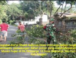 Antisipasi Tejandinya Pohon Tumbang, Babinsa Bersama Warga Gotong Royong Pemangkasan Pohon