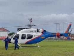 Pilot Helikopter Polda Jatim Lakukan Alternatif Landing di Tulungagung Untuk Keselamatan