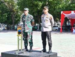 Jaga Soliditas, Dandim 0726/Sukoharjo dan Kapolres Sukoharjo ambil Apel Sinergitas TNI-Polri di Alun-alun Sukoharjo