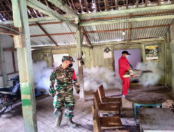 Basmi Sarang Nyamuk, Babinsa Dampingi Kegiatan Fogging