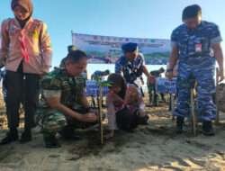 Dandim 0801/Pacitan Dampingi Danlanud Iswahyudi Bersama Danrem 081/DSJ Penanaman Mangrove Serentak
