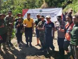 Bersama Forkopimcam Dan Masyarakat, Koramil 0801/05 Gotong Royong Pelebaran Akses Jalan