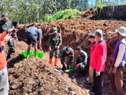 Peletakan Batu Pertama Oleh Danramil 14/Jatisrono, Tandai Pembangunan Talud Dimulai
