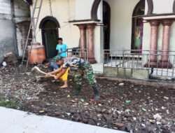 Koramil Tiris Baksos Bersihkan Tempat Ibadah