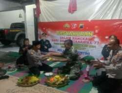 Pererat Sinergitas TNI-Polri, Koramil Jajaran Kodim Wonogiri Datangi Mapolsek Ikuti Malam Tirakatan HUT Bhayangkara Ke-77