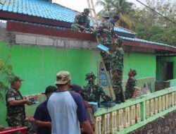 Danramil Giritontro Pimpin Karya Bakti Pemulihan Fasum Pasca Gempa