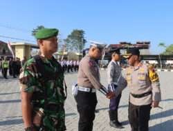 Anggota Kodim 0726/Sukoharjo Apel Gelar Pasukan Operasi Patuh Candi Tahun 2023 di Mapolres Sukoharjo