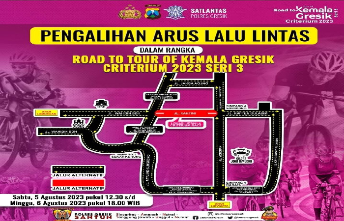 Jalan Kartini Gresik Ditutup Jelang Road to Tour Kemala Seri 3 Gresik  Cretarium 2023 