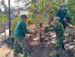 Koramil 02 /Banjarsari Bersama Warga Kerja Bakti Penyiapan Peletakan Batu Pertama KBD tahap VII th 2023