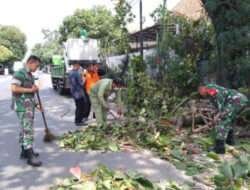 Demi Keselamatan Warga, Babinsa Kelurahan Gilingan Turut Serta Pemangkasan Ranting Pohon