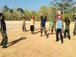 Sebelum Melaksanakan Aktifitas, Anggota Satgas Senam Pagi Bersama Warga Dilokasi TMMD