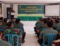 Hadapi Pemilu 2024, Dandim 0801/Pacitan Berikan Sosialisasi Netralitas TNI Kepada Prajuritnya.