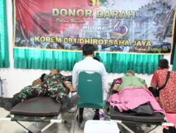 Peringati HUT ke 60 Korem 081/Dsj, Kodim 0802/Ponorogo Gelar Donor Darah