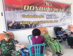 Turut Ambil Bagian Dalam HUT Korem 081/Dsj Ke-60, Kodim 0801/Pacitan Gelar Aksi Sosial Donor Darah