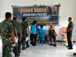 Sambut Hari Juang TNI AD Ke 78 Dan HUT Kodam V/Brw ke 75, Kodim 0801/Pacitan Gelar Donor Darah