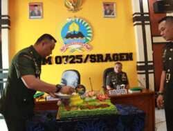 Puncak peringatan Hari Juang TNI AD, Kodim Sragen Upacara dan potong tumpeng