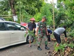 Wow Keren..!! Babinsa Kelurahan Mangkubumen Pelopori Kerja Bakti Pembersihan Lingkungan