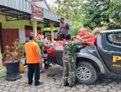 Polres Magetan bersama TNI Salurkan Bantuan dan Dirikan Dapur Umum di Dua Desa Rawan Banjir