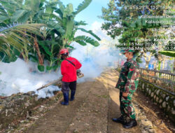 Peduli Kesehatan, Babinsa Koramil 0801/11 Donorojo Bersama Dinkes Pacitan Lakukan Fogging