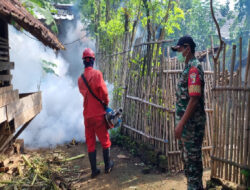 Wujudkan Lingkungan Sehat, Koramil 0801/01 Pacitan Bersinegi Cegah Penyebaran DBD