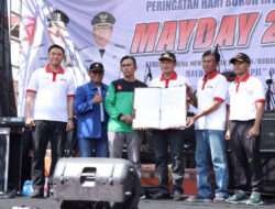 Hari Buruh Sedunia Forkopimda Lamongan bersama SPSI Gelar Deklarasi Damai