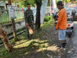 Pelopori Kerja Bakti, Salah Satu Cara Babinsa Mangkubumen Dalam Menjaga Kebersihan Lingkungan