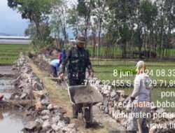 Permudah Pengairan, Babinsa Kodim 0802/Ponorogo Kerja Bakti Buat Irigasi Bersama Warga