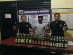 Gelar Operasi Miras Ilegal, Polsek Pandaan Berhasil Sita Puluhan Botol Miras Tanpa Izin Berbagai Merk