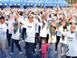 Senam Pagi Bersama Puncak Peringatan Hari Koperasi ke 77 di Lamongan