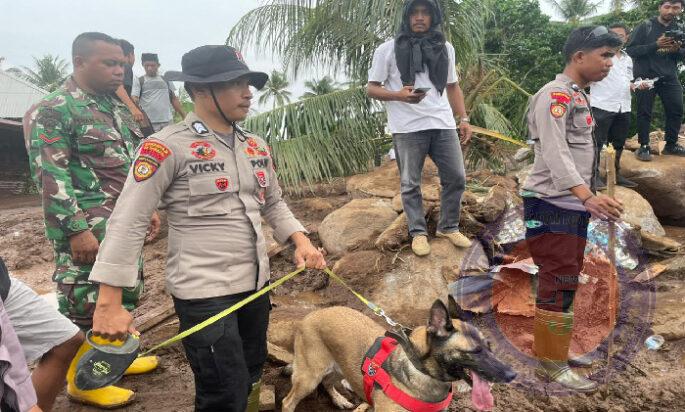 Polri Kerahkan 102 Personel dan Satu Anjing K9 Cari Korban Longsor di Kelurahan Rua, Ternate