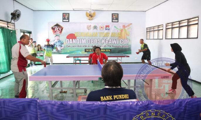 Kodim Ngawi Gelar Turnamen Tenis Meja Dandim 0805 Cup 2024 dalam Rangka HUT TNI ke-79