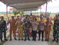 Sinergitas Tiga Pilar Panen Raya Bersama di areal Persawahan Dk. Grogol, Ds. Grajegan, Kec. Tawangsari