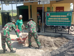 Kodim Ngawi Melaksanakan Karya Bakti di Gereja GSPII: Bersatu membaur dengan Rakyat