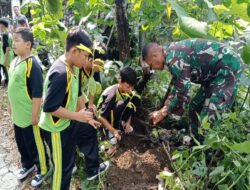 Dukung Kelestarian Alam dan Penghijauan Koramil 02/Banjarsari Tanam Bibit Pohon Sukun