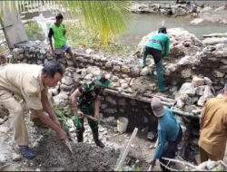 Peran Aktif Babinsa Koramil 0801/08 Tulakan Bantu Pembuatan Talud