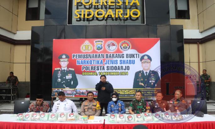 Polresta Sidoarjo Musnahkan Barang Bukti Narkoba Senilai Rp 30 Miliar