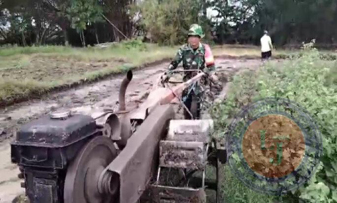 Peran Aktif Babinsa Koramil 0801/03 Arjosari Bantu Bajak Sawah Tingkatkan Hanpangan