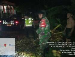 Gerak Cepat, Babinsa 0801/09 Sudimoro Bantu Bersihkan Pasca Pohon Tumbang Menutup Akses Jalan
