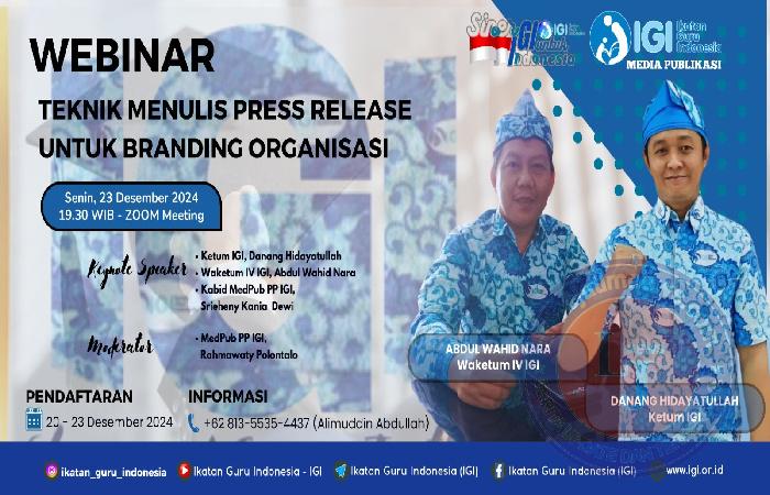 Bidang Medpub PP IGI Selenggarakan Webinar Teknik Menulis Press Release