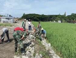 Demi Memperlancar Jalan Petani Menuju Sawah, Babinsa Bangun Talud