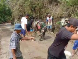 Demi Kelancaran Akses, Babinsa Koramil 0801/07 Ngadirojo Kerja Bakti Rabat Jalan