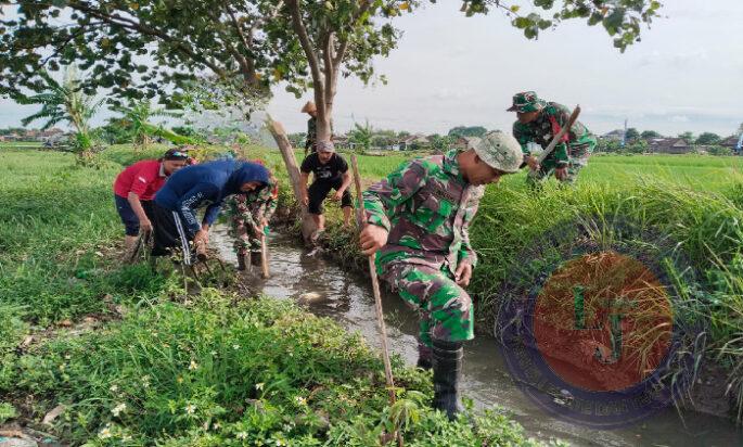 Danramil Ngemplak Pimpin Pembersihan Irigasi Bersama Warga Desa Sawahan