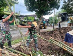 Wujud Kepedulian, Babinsa Koramil 0801/01 Pacitan Bantu Warga Pembuatan Pagar Bambu