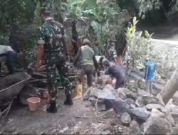 Babinsa Gotong Royong, Talud Irigasi Sawah Kokoh Untuk Kelancaran Pengairan