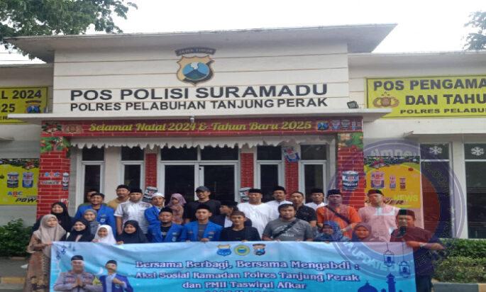 Polres Pelabuhan Tanjung Perak dan PMII Taswirul Afkar Gelar Kegiatan Sosial Ramadhan, Bagikan 150 Paket Takjil