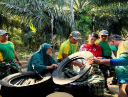 Satgas Pamtas Yonarmed 11 Kostrad Gelar Pembersihan Lingkungan di Sebatik Tengah