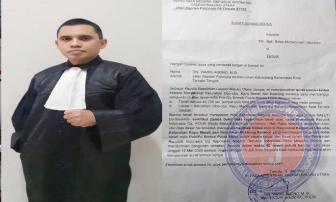 Somasi Kapolda Maluku Utara Dianggap Cacat Hukum, Masyarakat Tuntut Transparansi Riwayat Tanah