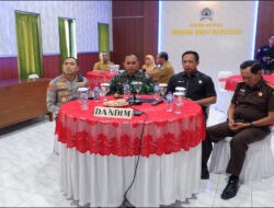 Dandim Pacitan Bersama Forkopimda Ikuti Vidcon Rakor Percepatan Swasembada Pangan oleh Mentan RI