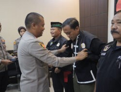 Dikukuhkan Polres Mojokerto Satgas PAM Sentot Prawirodirdjo Siap Jaga Malam Satu Suro
